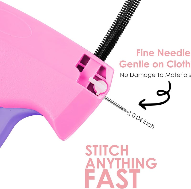Scopck Stitch Gun for Clothes - Handheld Stitch Tag Gun Quick Clothing Fixer - Mini Sewing Kit Micro Tagging Gun - Includes 6 Needle, 1000 Black Fasteners and 1000 White Fasteners (Pink-Purple) - Image 3